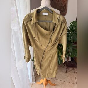 ASOS DESIGN Mustard Moto Zip Dress | Utility Shirt Dress | Size 2